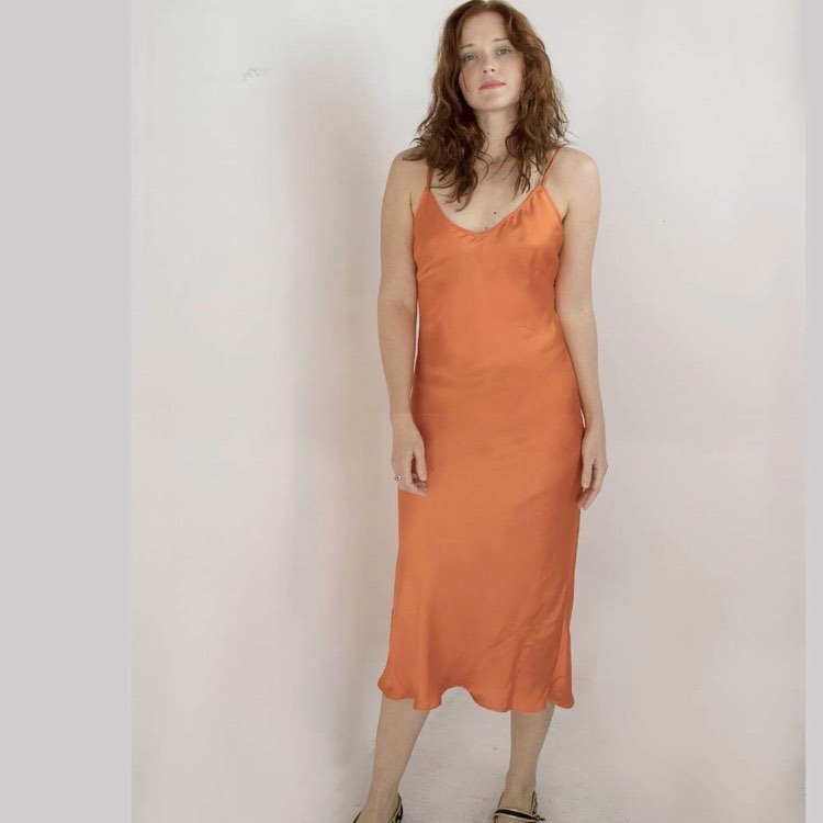 Silk Slip Dress – Tangerine