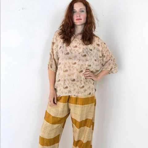 Silk Overstitched Pants – Turmeric