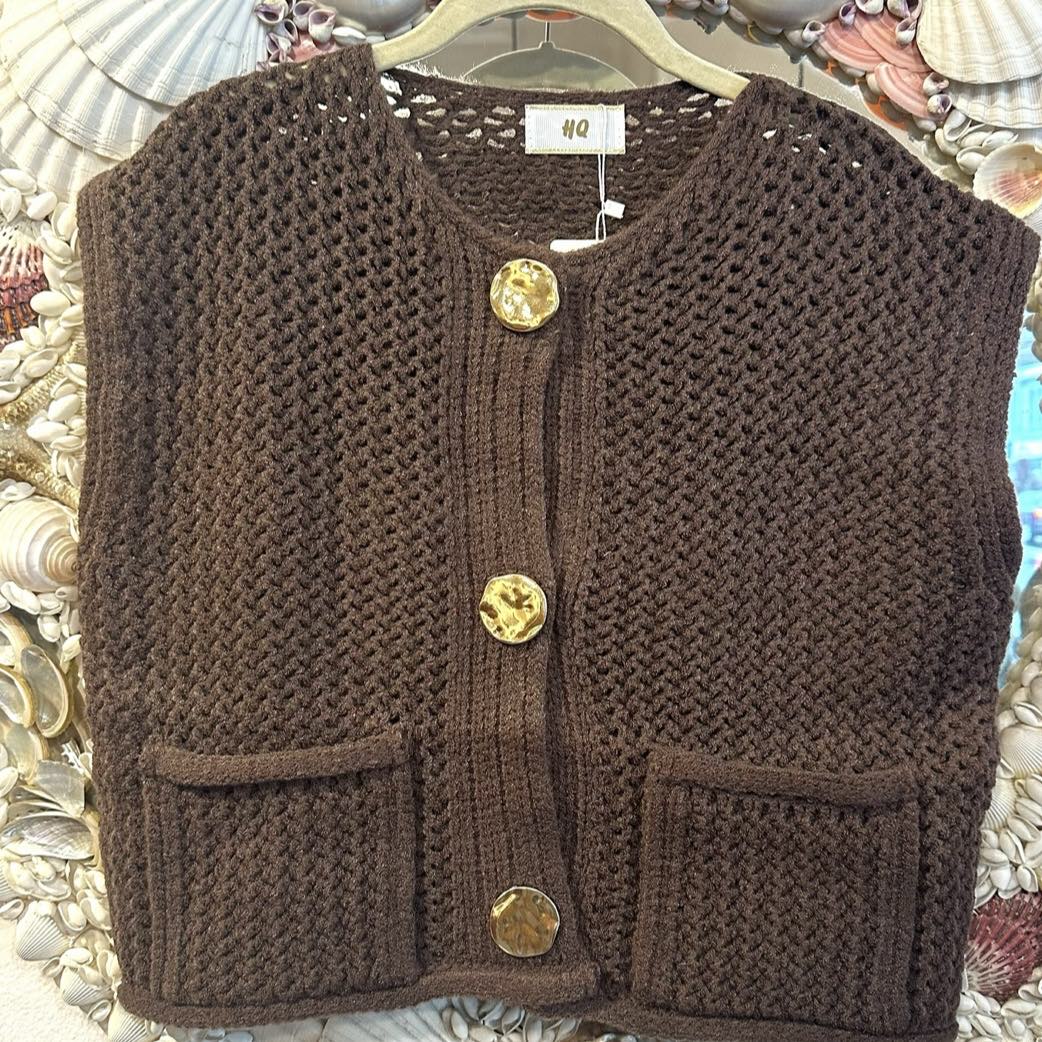 Knitted Vest - Coffee