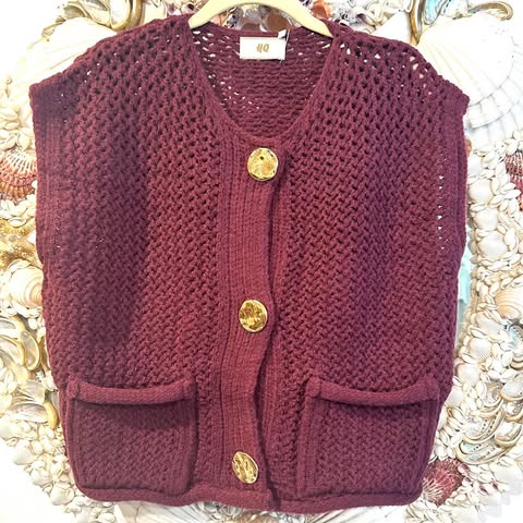 Knitted Vest – Wine