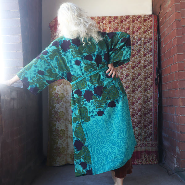 Long Silk Kimono – Turquoise