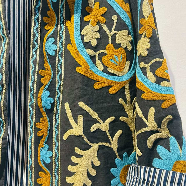 Cotton Embroidered Jacket – Black