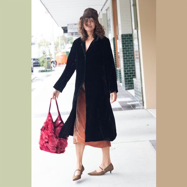 Long Velvet Jacket - Black (XL)