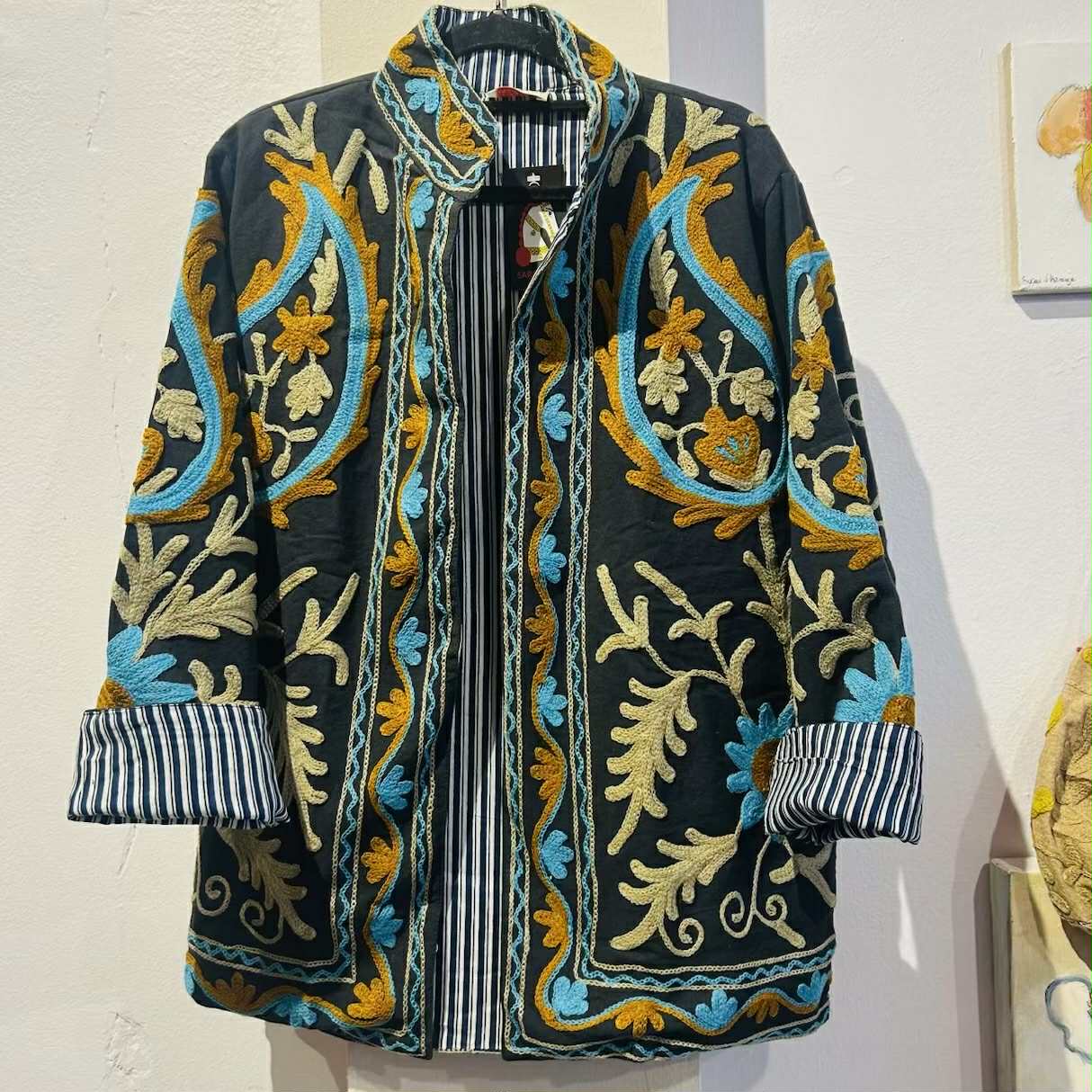 Cotton Embroidered Jacket – Black