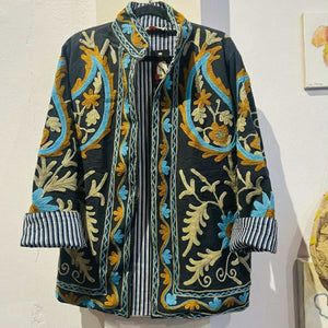 Cotton Embroidered Jacket – Black