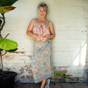 Silk Wrap Skirt – Cornflower