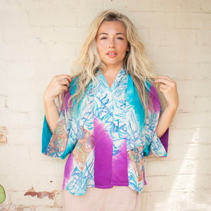 Short Silk Kimono – Turquoise