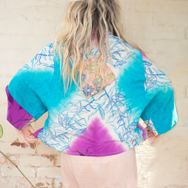 Short Silk Kimono – Turquoise