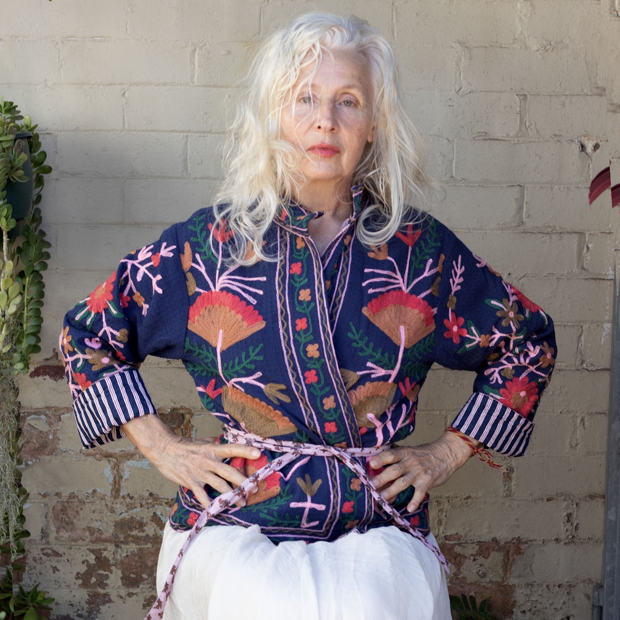 Cotton Embroidered Jacket – Navy