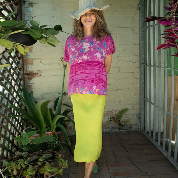 Silk Skirt – Chartreuse (M)