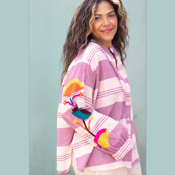 Embroidered Cotton Shirt – Pink