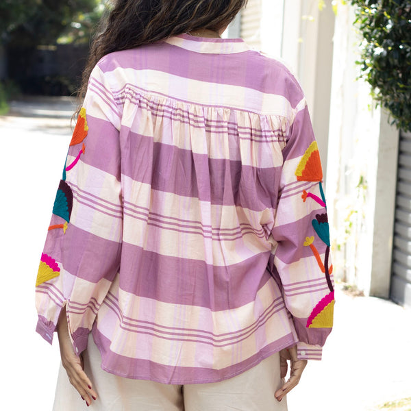 Embroidered Cotton Shirt – Pink