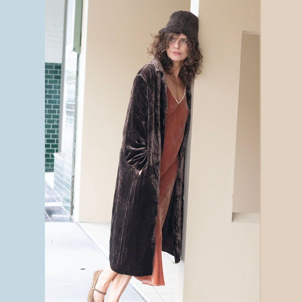 Long Velvet Jacket - Chocolate (L)