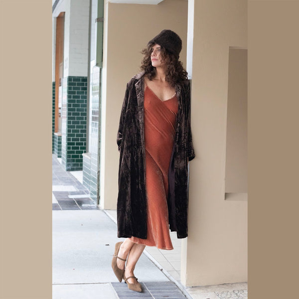 Long Velvet Jacket - Chocolate (L)