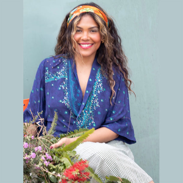 Short Silk Kimono – Cobalt