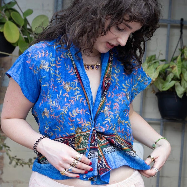 Silk Tie Top – Cobalt (L)