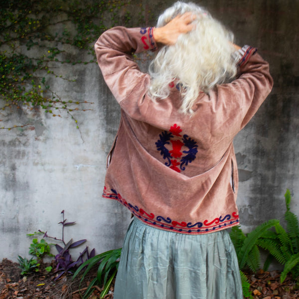 Velvet Embroidered Jacket – Coffee