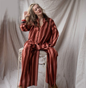 Striped Cotton Shirt – Chocolate