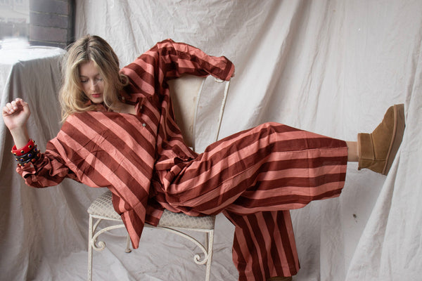 Striped Cotton Shirt – Chocolate