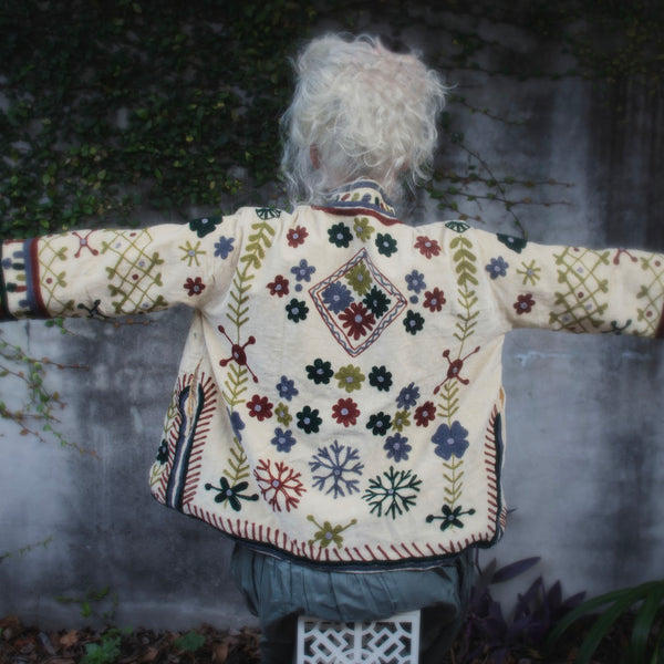 Velvet Embroidered Jacket – Porcelain