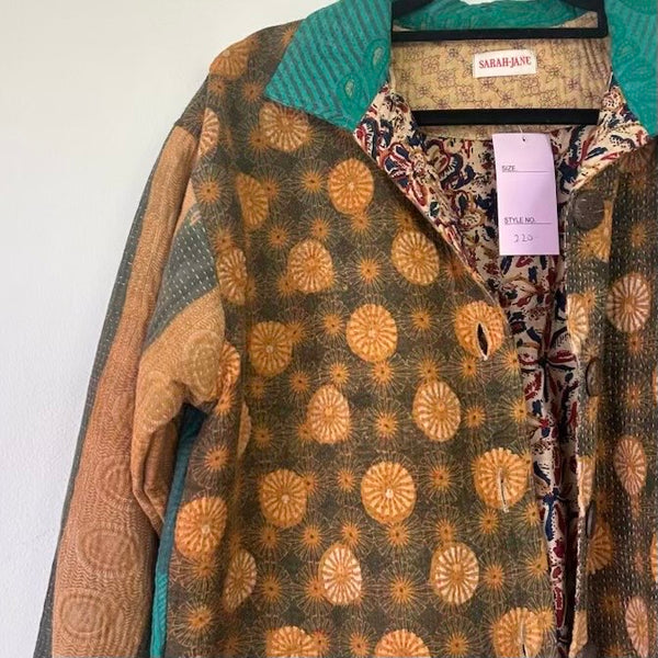 Short Kantha Jacket – Turquoise