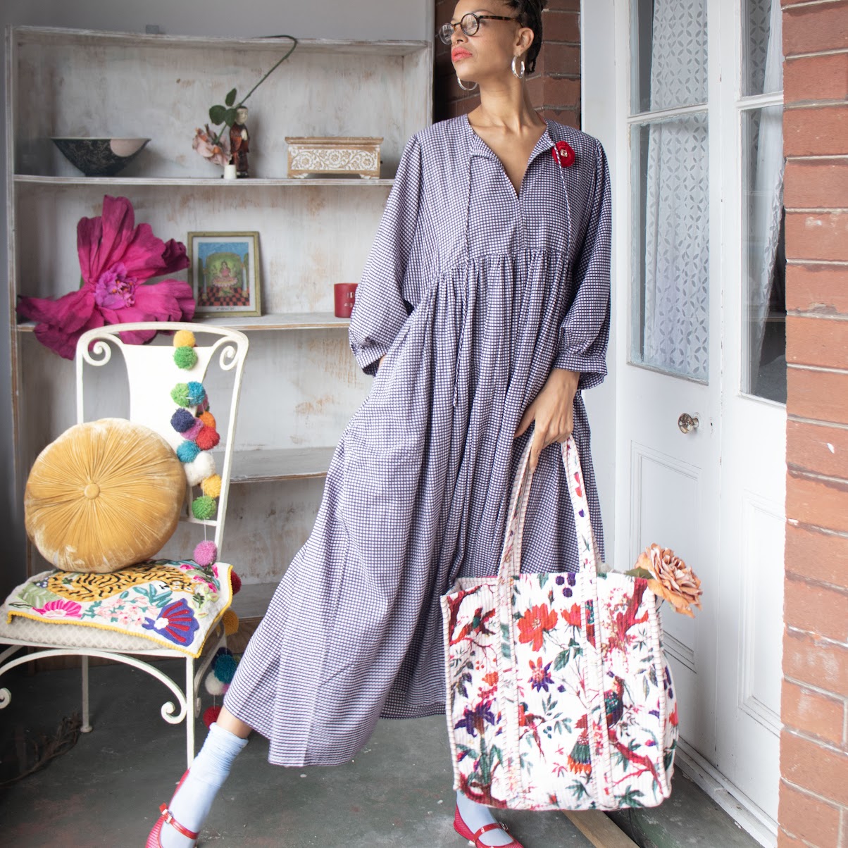 Cotton Midi Dress – Slate