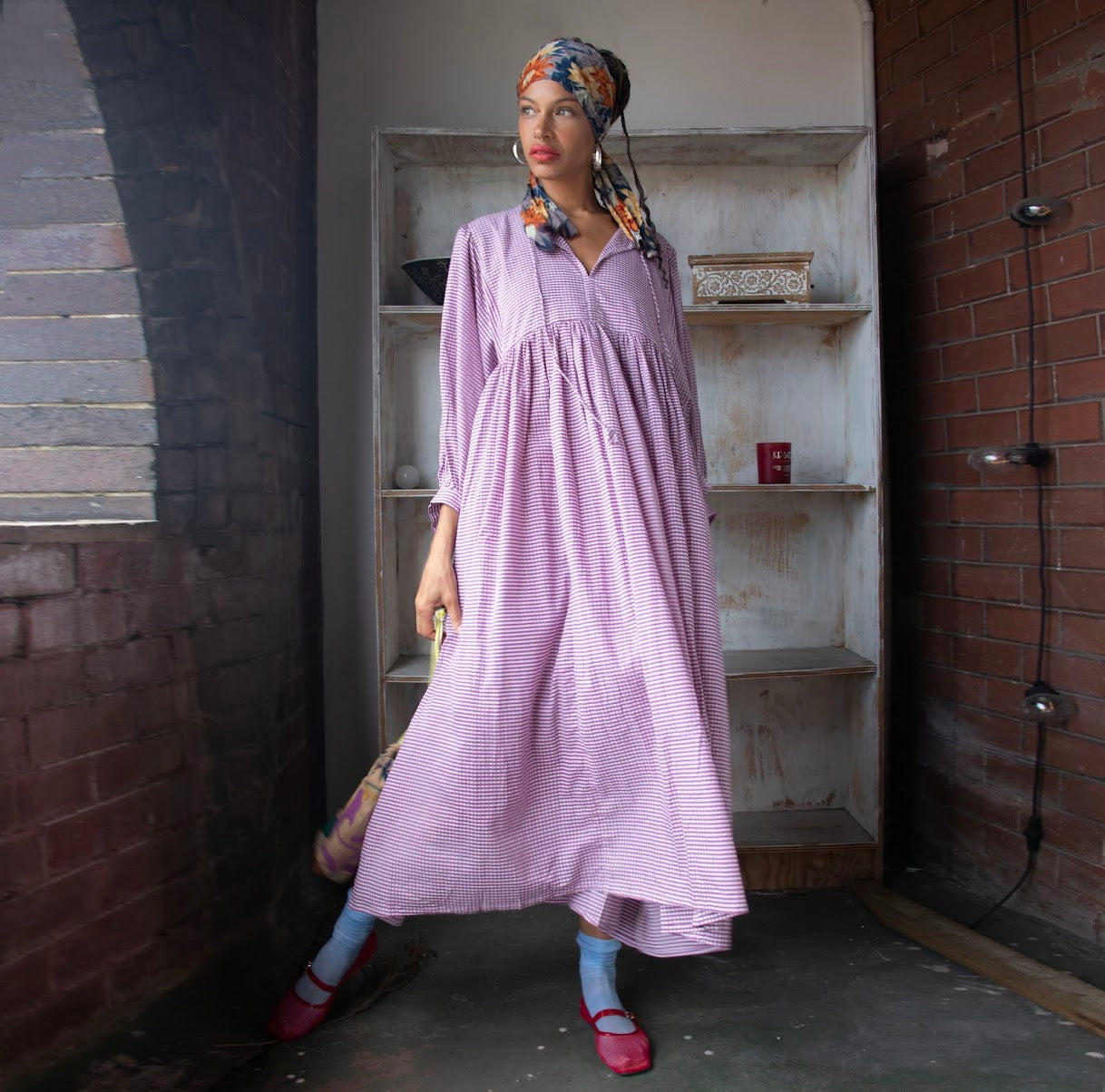 Cotton Midi Dress – Lilac (L)