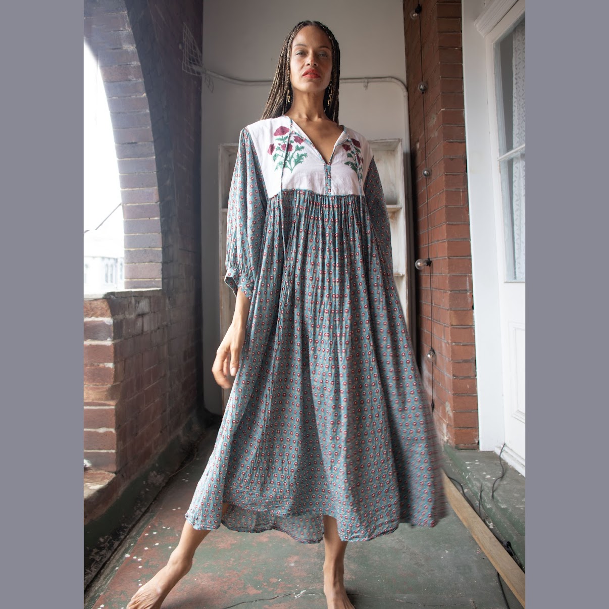 Cotton Midi Dress – Sage