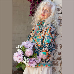 Velvet Embroidered Jacket - Ecru