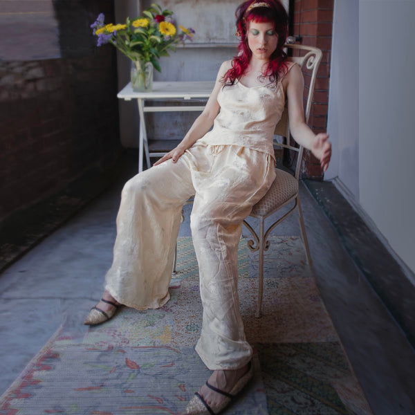 Embossed Silk Pants – Shell