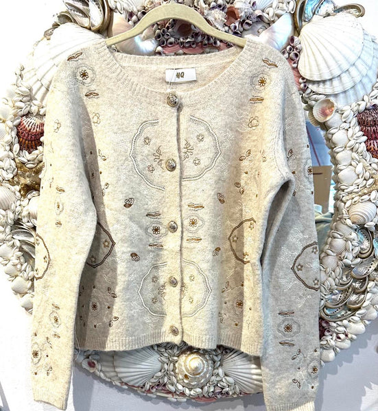 Embroidered Cardi – Beige