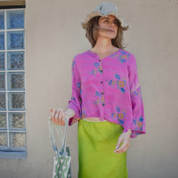 Silk Skirt – Chartreuse (M)