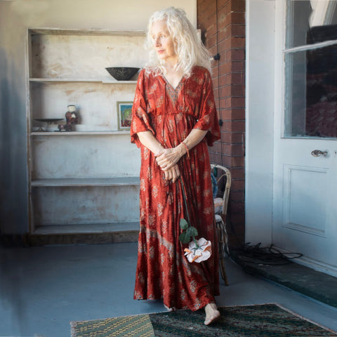 Silk Maxi Dress – Flame