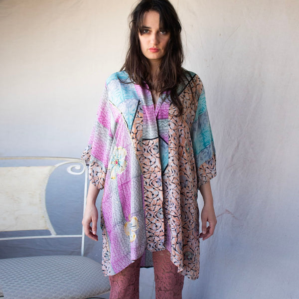 Mid Silk Kimono – Frangipani