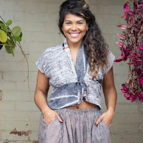 Silk Tie Top – Graphite