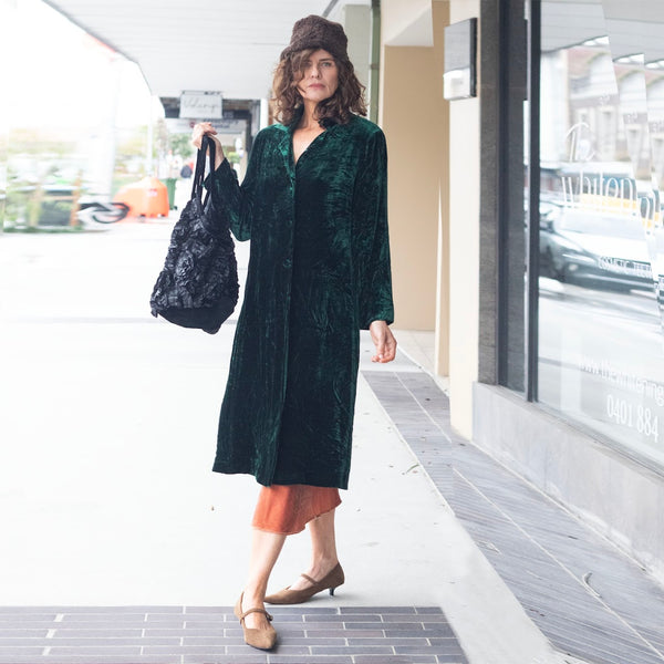Long Velvet Jacket – Forest (L)