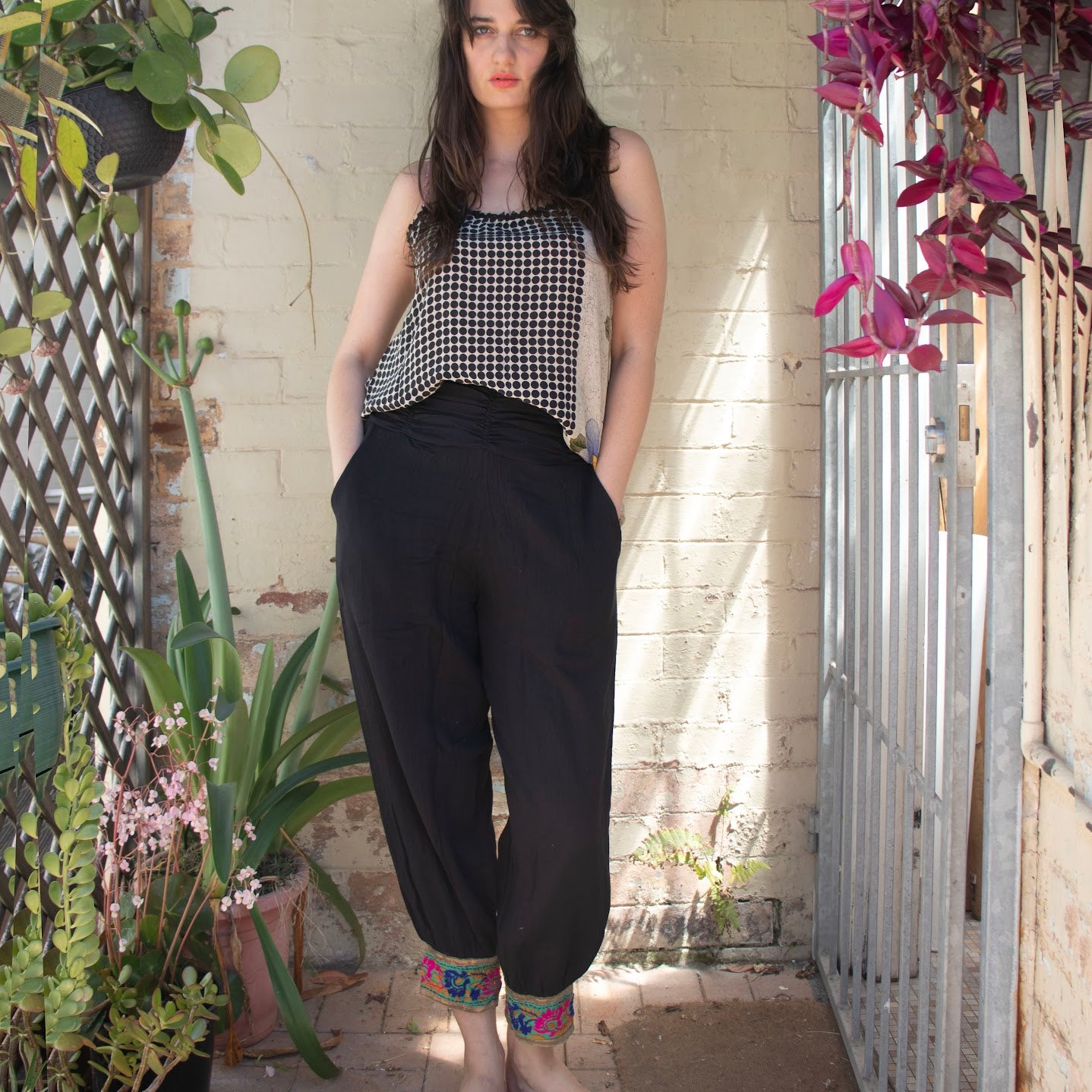 Cotton Harem Pants – Black