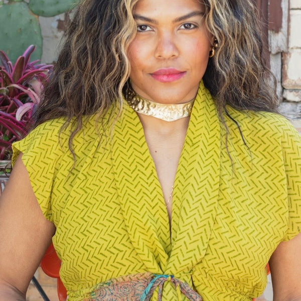 Silk Tie Top – Lime