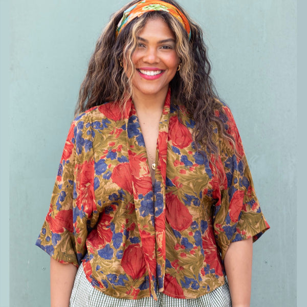 Short Silk Kimono – Hibiscus