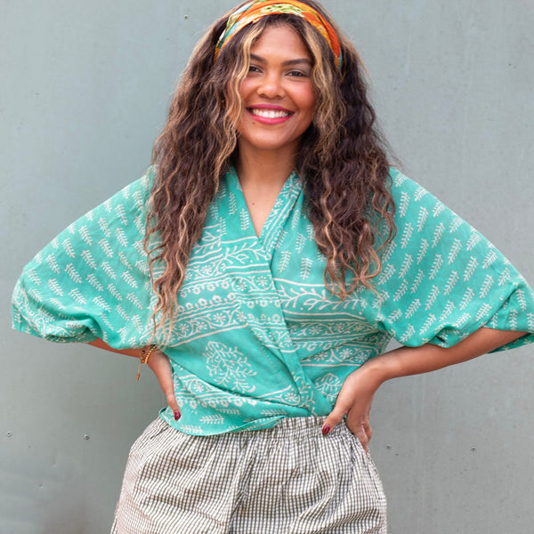 Short Silk Kimono – Aqua
