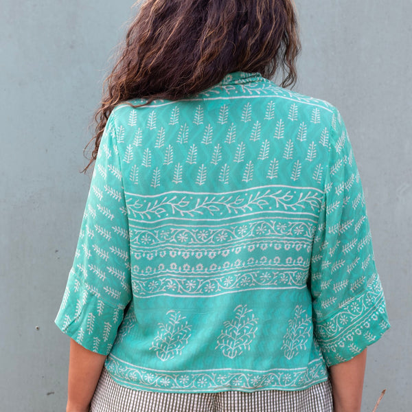 Short Silk Kimono – Aqua