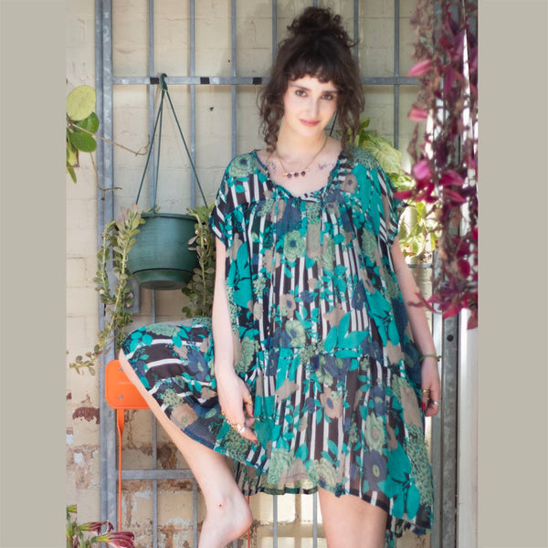 Silk Babydoll Dress – Blue