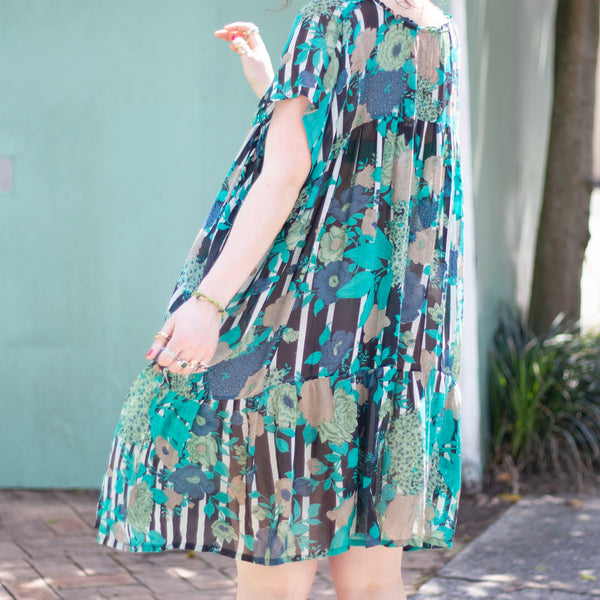 Silk Babydoll Dress – Blue