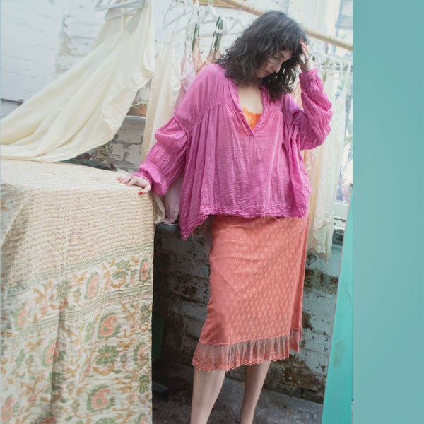 Cotton Lace Skirt – Coral