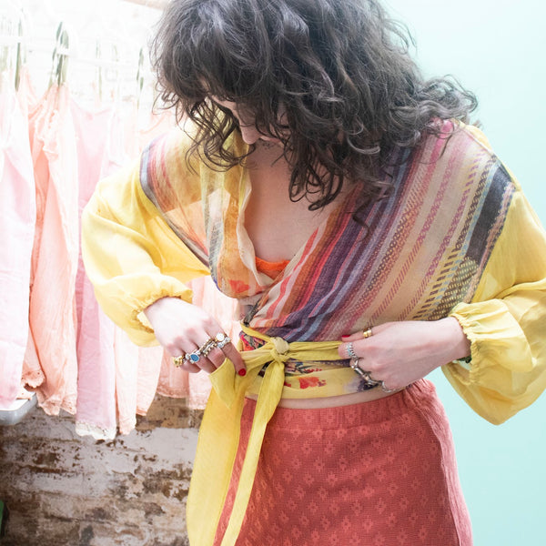 Long Silk Wrap Top – Lemon