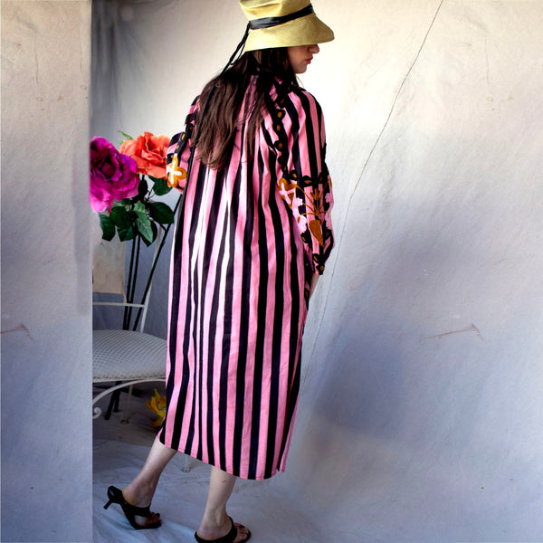 Striped Cotton Kaftan – Candy