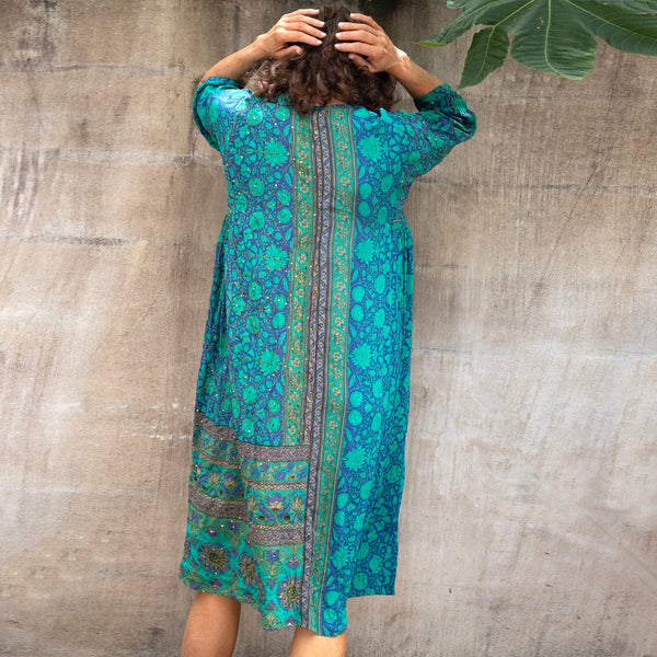 Silk Ida Dress – Turquoise (L)