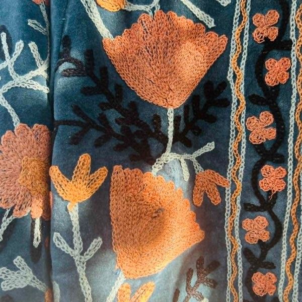 Velvet Embroidered Jacket – Teal