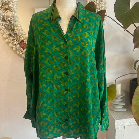 Silk Daisy Shirt – Jade