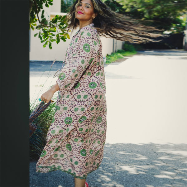 Cotton Kaftan – Sage